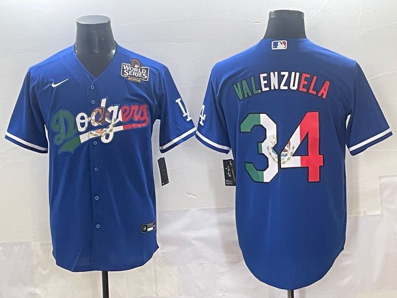 Men 2025 Los Angeles Dodgers #34 Valenzuela Blue Nike MLB Jersey style 7159
